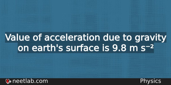Acceleration Due To Gravity On Earth Physics