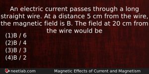 An Electric Current Passes Through A Long Straight Wire At Physics Question