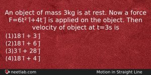 An Object Of Mass 3kg Is At Rest Now A Physics Question