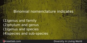 Binomial Nomenclature Indicates Biology Question