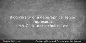 Biodiversity Of A Geographical Region Represents Biology Question