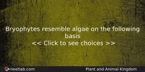 Bryophytes Resemble Algae On The Following Basis Biology Question