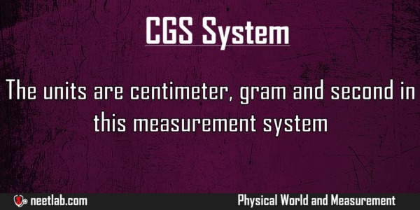 Cgs System Physical World And Measurement Explanation 