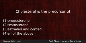 Cholesterol Is The Precursor Of Biology Question