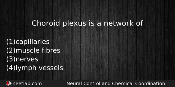 Choroid Plexus Is A Network Of Biology Question 