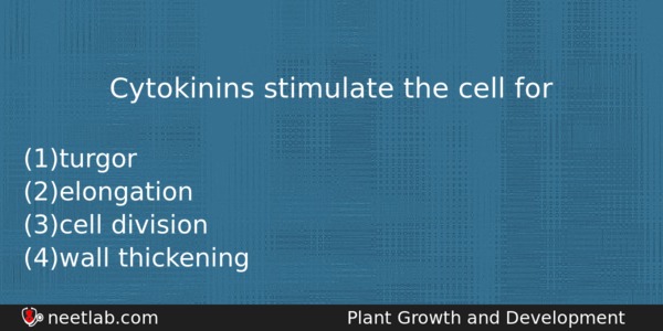 Cytokinins Stimulate The Cell For Biology Question 