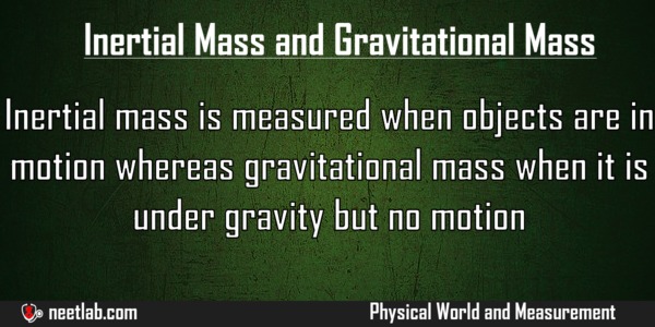 Difference Between Inertial Mass And Gravitational Mass Physical World And Measurement Explanation 