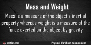 Difference Between Mass And Weight Physical World And Measurement Explanation
