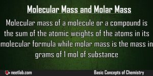 Difference Between Molecular Mass And Molar Mass Basic Concepts Of Chemistry Explanation