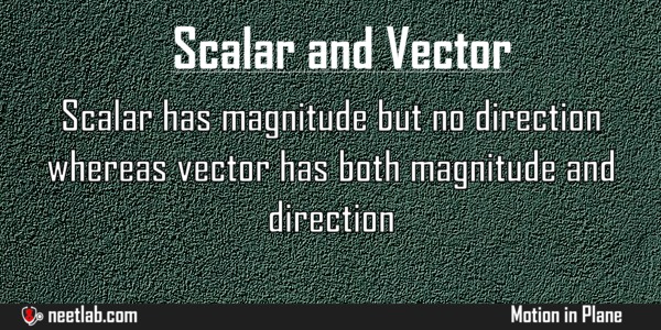 Difference Between Scalar And Vector Motion In Plane Explanation 