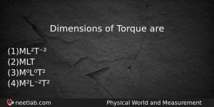 Dimensions Of Torque Are Physics Question
