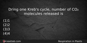Dring One Krebs Cycle Number Of Co Molecules Released Is Biology Question