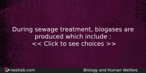 During Sewage Treatment Biogases Are Produced Which Include Biology Question
