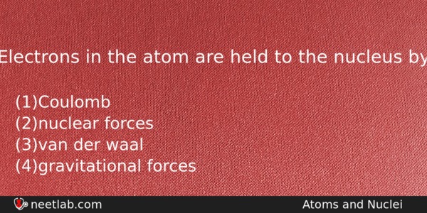 Electrons In The Atom Are Held To The Nucleus By Physics Question 