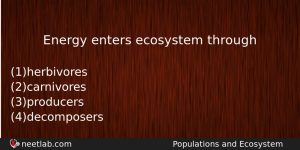Energy Enters Ecosystem Through Biology Question
