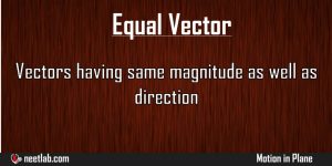 Equal Vector Motion In Plane Explanation