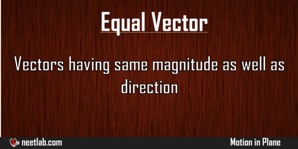 Equal Vector Motion In Plane Explanation 