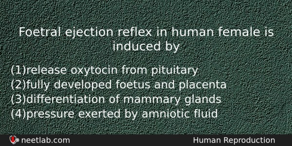 Foetral Ejection Reflex In Human Female Is Induced By Biology Question 