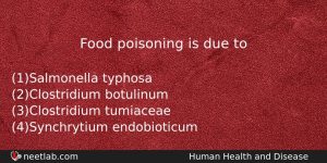 Food Poisoning Is Due To Biology Question