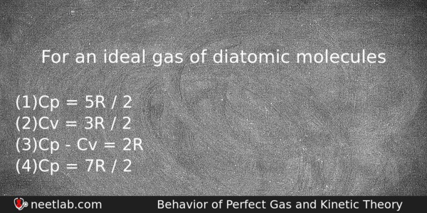 For An Ideal Gas Of Diatomic Molecules Physics Question 