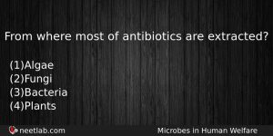 From Where Most Of Antibiotics Are Extracted Biology Question