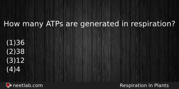 How Many Atps Are Generated In Respiration Biology Question 