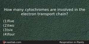 How Many Cytochromes Are Involved In The Electron Transport Chain Biology Question