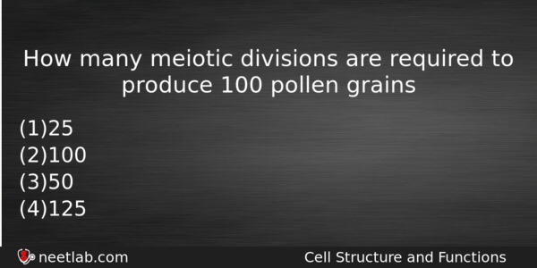 How Many Meiotic Divisions Are Required To Produce 100 Pollen Biology Question 