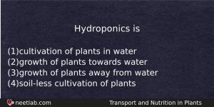 Hydroponics Is Biology Question