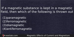 If A Magnetic Substance Is Kept In A Magnetic Field Physics Question