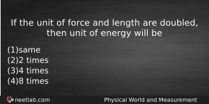If The Unit Of Force And Length Are Doubled Then Physics Question