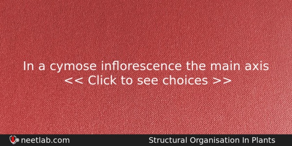 In A Cymose Inorescence The Main Axis Biology Question 