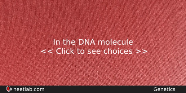 In The Dna Molecule Biology Question 