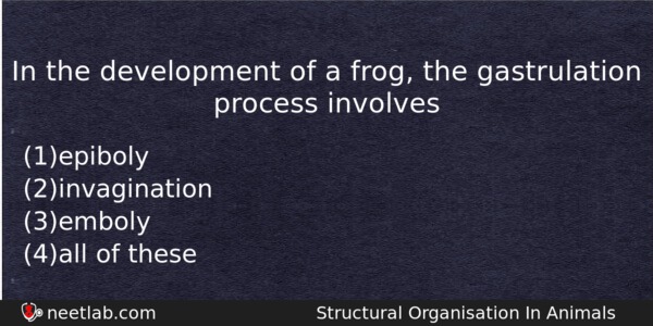 In The Development Of A Frog The Gastrulation Process Involves Biology Question 