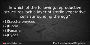 In Which Of The Following Reproductive Structures Lack A Layer Biology Question