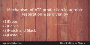 Mechanism Of Atp Production In Aerobic Respiration Was Given By Biology Question