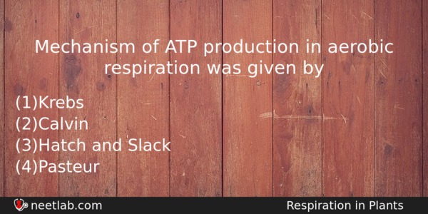 Mechanism Of Atp Production In Aerobic Respiration Was Given By Biology Question 