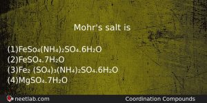 Mohrs Salt Is Chemistry Question
