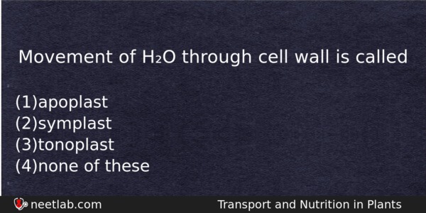 Movement Of Ho Through Cell Wall Is Called Biology Question 