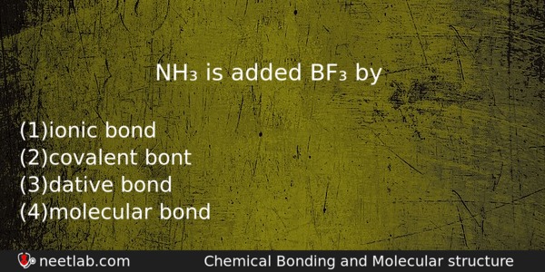 Nh Is Added Bf By Chemistry Question 