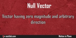Null Vector Motion In Plane Explanation
