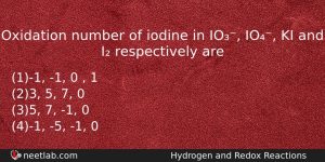 Oxidation Number Of Iodine In Io Io Ki And I Chemistry Question