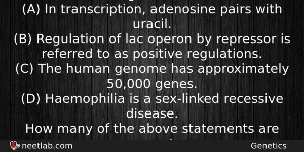Read The Following Four Statements Ad A In Transcription Adenosine Biology Question 