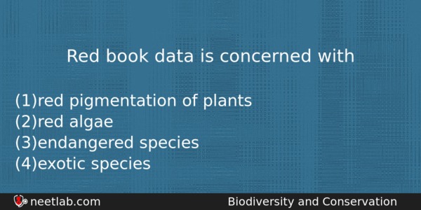 Red Book Data Is Concerned With Biology Question 
