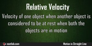 Relative Velocity Motion In Straight Line Explanation