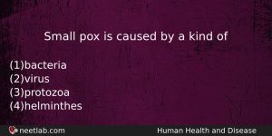 Small Pox Is Caused By A Kind Of Biology Question