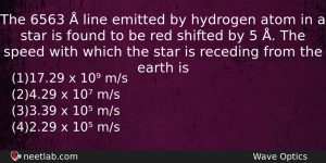 The 6563 Line Emitted By Hydrogen Atom In A Physics Question