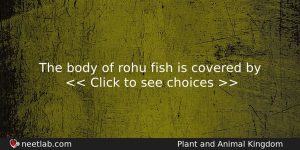 The Body Of Rohu Fish Is Covered By Biology Question