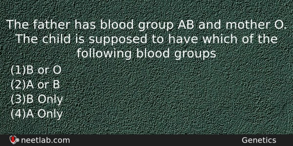 The Father Has Blood Group Ab And Mother O The Biology Question 