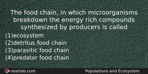 The Food Chain In Which Microorganisms Breakdown The Energy Rich Biology Question 
